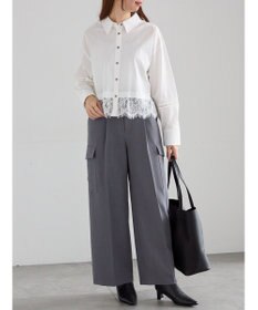 Te chichi スカラップレース切替シャツブラウス