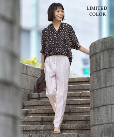 ICB 【WEB限定カラーあり・洗える】Back Satin Amunzen キーネックブラウス