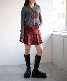 WEGO 【SCHOOL ITEM】チェック切替プリーツミニスカパン