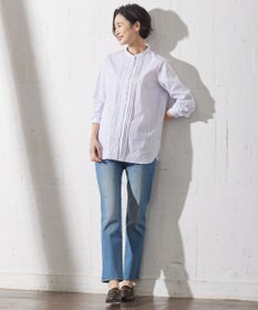 J.PRESS LADIES 【洗える】BEZ VEGA ストライプ ピンタック ブラウス