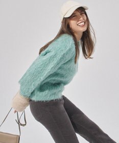 UNFILO L アルパカシャギー クルーネック プルオーバー