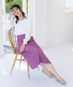 Tiaclasse 【洗える】大人華やかなツイードフレアスカート