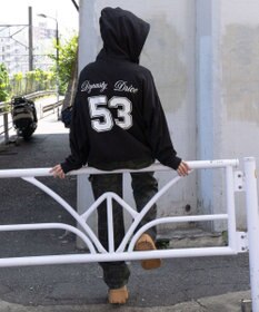 WEGO 【ユニセックスITEM/MLサイズ展開】ナンバリングカットZIPパーカー