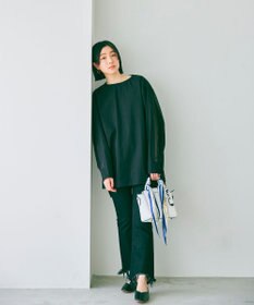 woadblue ＜坪田あさみさんコラボ/ストレッチ＞ブーティフレアデニムパンツ ブラック