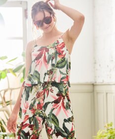 San-ai Resort（三愛水着楽園） 【Coral veil】Lily Garden　ガウチョ 3点セット 9号/11号