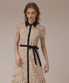 GRACE CONTINENTAL チュールフラワー刺繍ワンピース