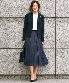 23区 S 【吸水速乾/UVケア/防シワ性】バックサテンアムンゼン スタンドフリル ブラウス