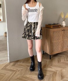 WEGO 【カップ付きインナー】グラフィックカップ付きリブタンク