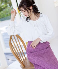 Tiaclasse 【洗える】大人華やかなツイードフレアスカート