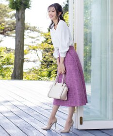 Tiaclasse 【洗える】大人華やかなツイードフレアスカート