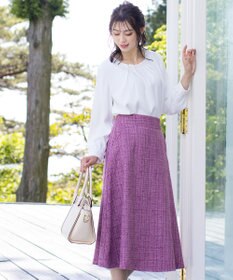 Tiaclasse 【洗える】大人華やかなツイードフレアスカート