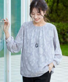 Tiaclasse 【洗える】フラワージャガードブラウス