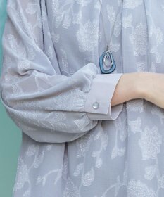 Tiaclasse 【洗える】フラワージャガードブラウス