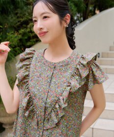 Tiaclasse L 花柄フリルブラウス