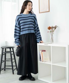 WEGO ボーダーショートニットプルオーバー