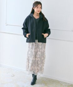 Feroux フード付きコクーンショート コート