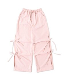 WEGO 【ウエストゴム】サイドリボンパラシュートパンツ