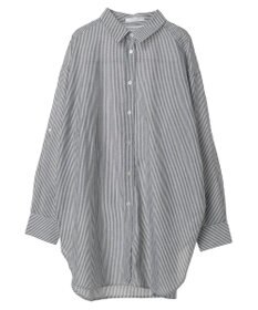 Green Parks 綿麻混タブ付オーバーサイズシャツチュニック