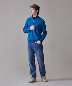 J.PRESS MEN ギマコットン ケーブルハーフジップ ニット