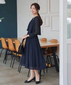 Tiaclasse L 【洗える】シフォンドレープワンピース