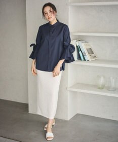 #Newans 【洗濯機可能/シワになりにくい】リボンカフスブラウス