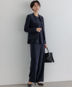 23区 【セットアップ対応/洗える】トリアセダブルジョーゼット ノーカラー ジャケット