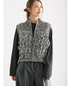 Te chichi ループ編みコンパクトジップベスト