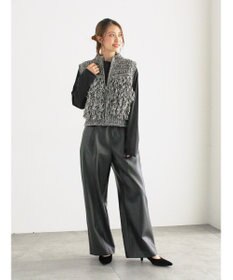 Te chichi ループ編みコンパクトジップベスト