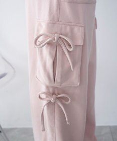 WEGO 【ウエストゴム】リボンカーゴスウェットパンツ