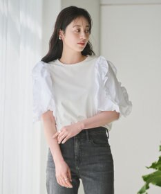 #Newans 【撥水・吸水速乾】コンビネーションフリルスリーブカットソー