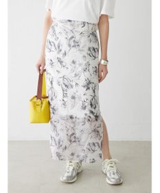 Green Parks モノトーンフラワータイトスカート