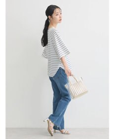 earth music&ecology 襟レースボーダーポンチョ