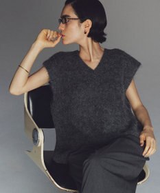 uncrave アルパカファーニット Vネックベスト チャコール