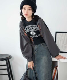 WEGO リメイク風切り替えショートスウェット