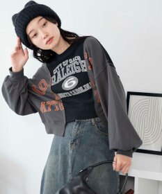 WEGO リメイク風切り替えショートスウェット