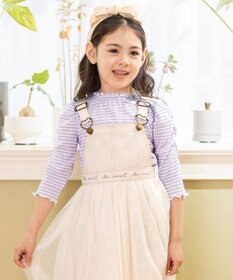 ANY KIDS シアー ギンガム 七分袖 Tシャツ