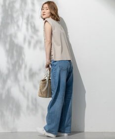 23区 L 【洗える/汗じみ防止加工】エンブロイダリージャージー フレンチスリーブ カットソー