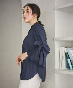 #Newans 【洗濯機可能/シワになりにくい】リボンカフスブラウス