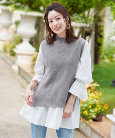 Tiaclasse L 【洗える】着回し自在のニットベスト＆フレア袖チュニックセット