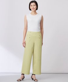 J.PRESS LADIES 【洗える・接触冷感・UVケア・吸水速乾・防透け】麻シェルドライ ワイドストレート マリン パンツ