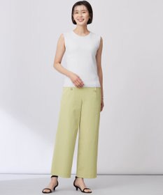 J.PRESS LADIES 【洗える・接触冷感・UVケア・吸水速乾・防透け】麻シェルドライ ワイドストレート マリン パンツ