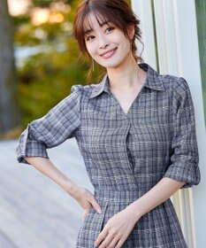 Tiaclasse L 【洗える】小顔効果も期待できるスキッパーシャツワンピース