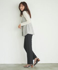 Feroux 【洗える】美シルエットストレッチセミフレア パンツ
