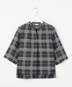J.PRESS LADIES 【WEB限定カラーあり・洗える】SOFT SHEER チェック キーネック ブラウス