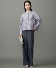 自由区 シアージオメトリックジャカードクロップド丈 ブラウス