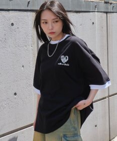 WEGO 【ユニセックス着用ITEM/MLサイズ展開】アクセ付きリンガーグラフィックT（SS）