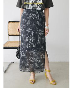 Green Parks モノトーンフラワータイトスカート