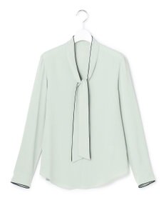 ICB 【新色追加】BackSatinAmunzen 配色ボウタイブラウス スモークグリーン
