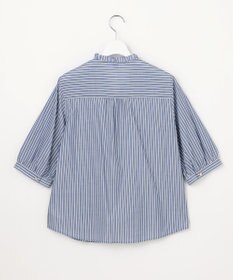 J.PRESS LADIES 【一枚で着映え】シルフィーローン ストライプ フリル シャツブラウス