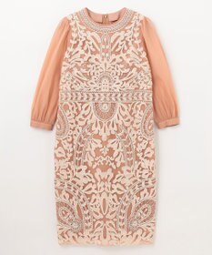 GRACE CONTINENTAL オーガン袖コード刺繍ドレス